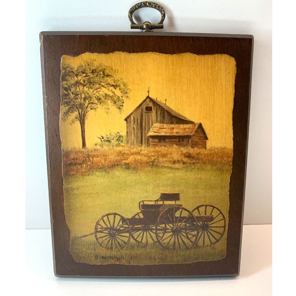 Rustic Farmhouse Wall Art Wood Barn Buggy Plaque Cottagecore B Mitchell